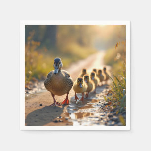 Servilleta De Papel Madre Pato Mallard Con Ducklings