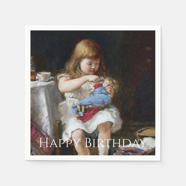 Servilleta De Papel Madre pequeña ansiosa Feliz cumpleaños (Anverso)