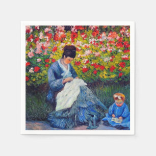 Servilleta De Papel Madre y niño monet en el jardín