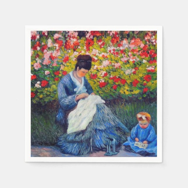 Servilleta De Papel Madre y niño monet en el jardín (Anverso)