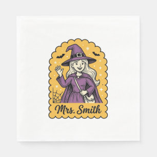Servilleta De Papel Maestra Bruja Linda Sra Smith Vintage Halloween De