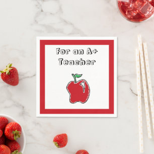 Servilleta De Papel Maestro A+ Manzana Roja Escuela Genial Dibujos Ani
