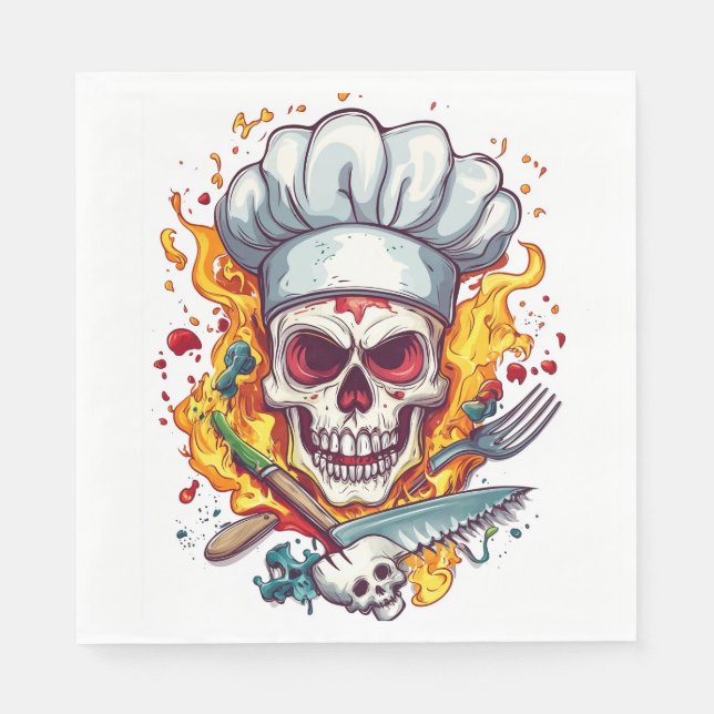 Servilleta De Papel Maestro de Cocina Chef Calavera (Anverso)