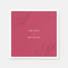 Servilleta De Papel Magenta Boda monograma elegante de borde moderno r