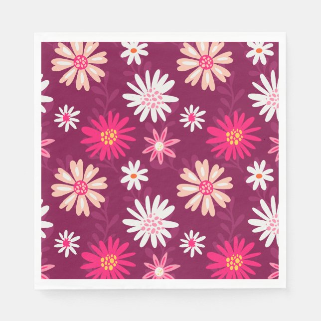 Servilleta De Papel Magenta Daisy Design (Anverso)