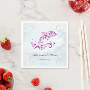 Servilleta De Papel Magenta Dolphin Bridal Shower Napkin