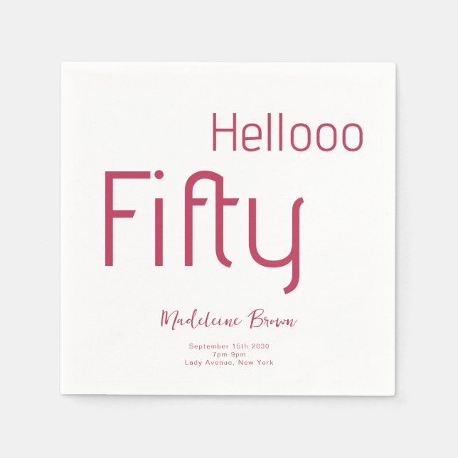 Servilleta De Papel Magenta Magenta 50 cumpleaños (Anverso)