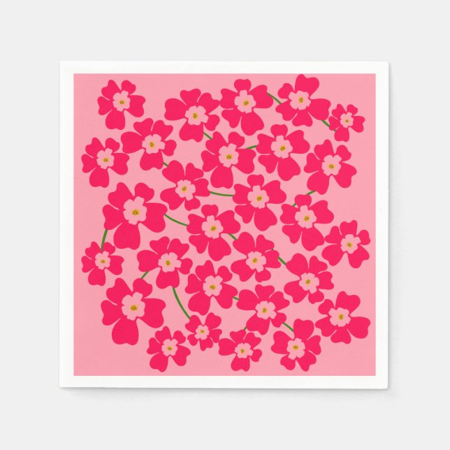 Servilleta De Papel Magenta Pink Fantasy Flower Garden (Anverso)