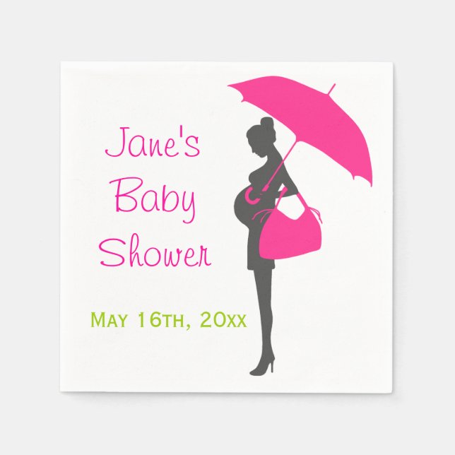 Servilleta De Papel Magenta Silhouette Baby Shower Napkins (Anverso)