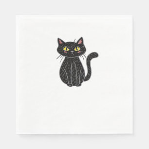 Servilleta De Papel Magia de gato negro - Arte de gato de Halloween li