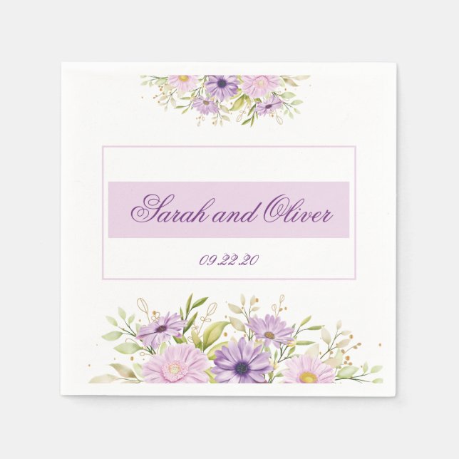 Servilleta De Papel Magic Purple Boda Floral (Anverso)