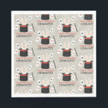 Servilleta De Papel Magic Show Magician Kids Birthday Custom Name<br><div class="desc">Un adorable espectáculo mágico de diseño de fiestas de cumpleaños para niños magos. Una hermosa magia muestra un diseño temático que se puede personalizar a tus detalles. Favoritos de cumpleaños, decoración y regalos de magia. Perfecto para los amantes de los espectáculos de magia, los magos y los diseños de los...</div>