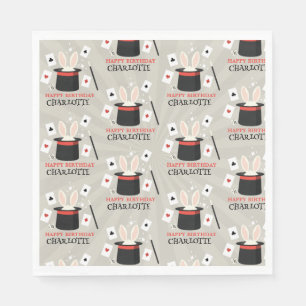 Servilleta De Papel Magic Show Magician Kids Birthday Custom Name