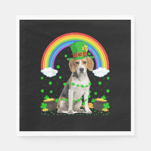 Servilleta De Papel Magical arcoiris Leprechaun Beagle Dog St. Patrick