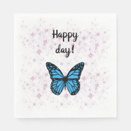 Servilleta De Papel Magical blue butterfly pink glitter art