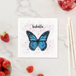 Servilleta De Papel Magical blue butterfly pink glitter art