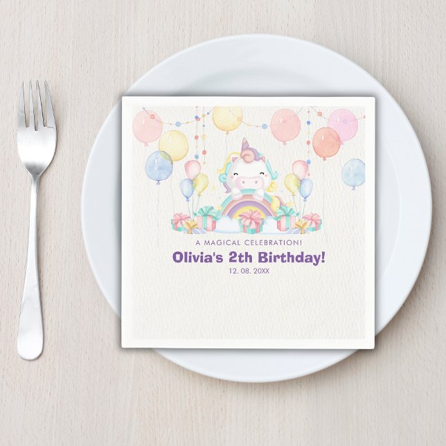Servilleta De Papel Magical cute unicorn girl birthday celebration (Subido por el creador)