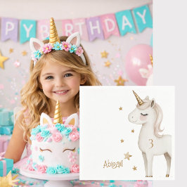 Servilleta De Papel Magical Day Unicorn Girl Birthday Party Cocktail