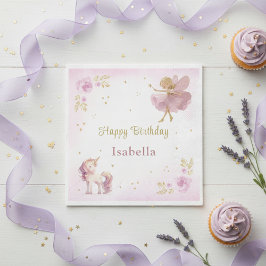 Servilleta De Papel Magical Fairy And Unicorn Girls Birthday Party