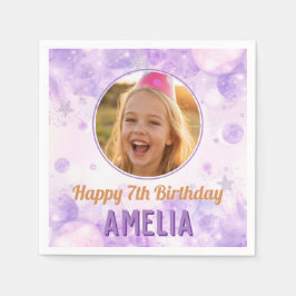 Servilleta De Papel Magical Purple Photo Birthday Party