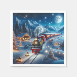 Servilleta De Papel Magical Snowy Christmas Train Winter Scene