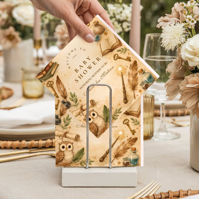 Servilleta De Papel Magical Spellbook Wizard Baby Shower (Subido por el creador)