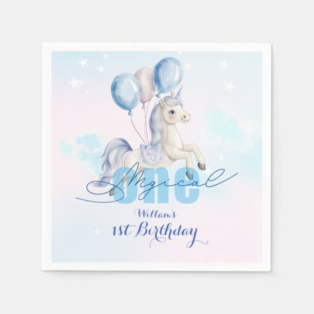 Servilleta De Papel Magical Unicorn 1st Birthday (Anverso)