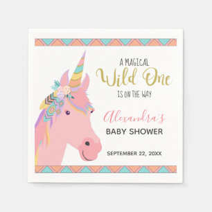 Servilleta De Papel Magical Wild One Cute Rosa Unicorn Baby Shower