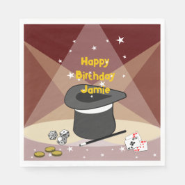 Servilleta De Papel Mágico nombre de cumpleaños feliz rojo