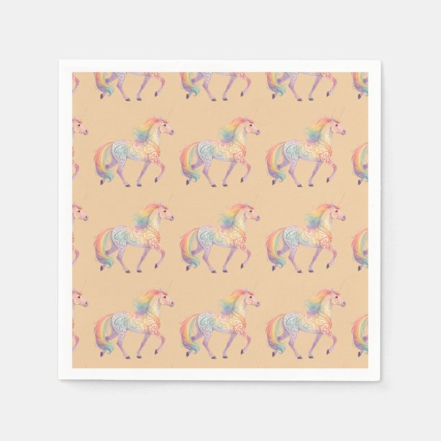 Servilleta De Papel Magico Unicornio de Arcoíris Personalizado  (Anverso)