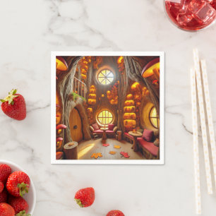 Servilleta De Papel Magnífica Caída Hollow Tree House Découpage Napkin