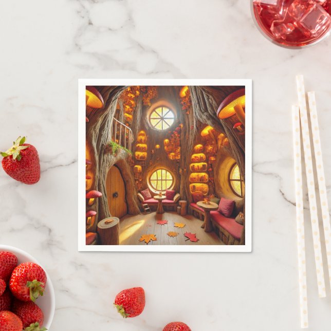 Servilleta De Papel Magnífica Caída Hollow Tree House Découpage Napkin (In situ)