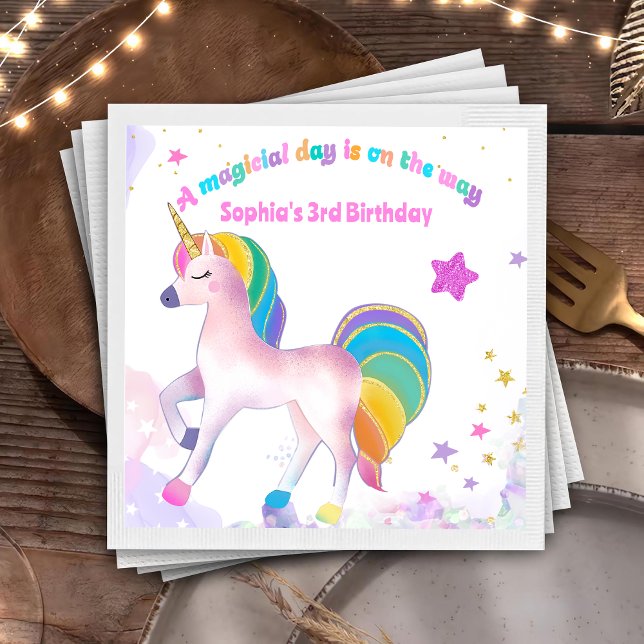 Servilleta De Papel Magnífica fiesta de cumpleaños de unicornio (Subido por el creador)