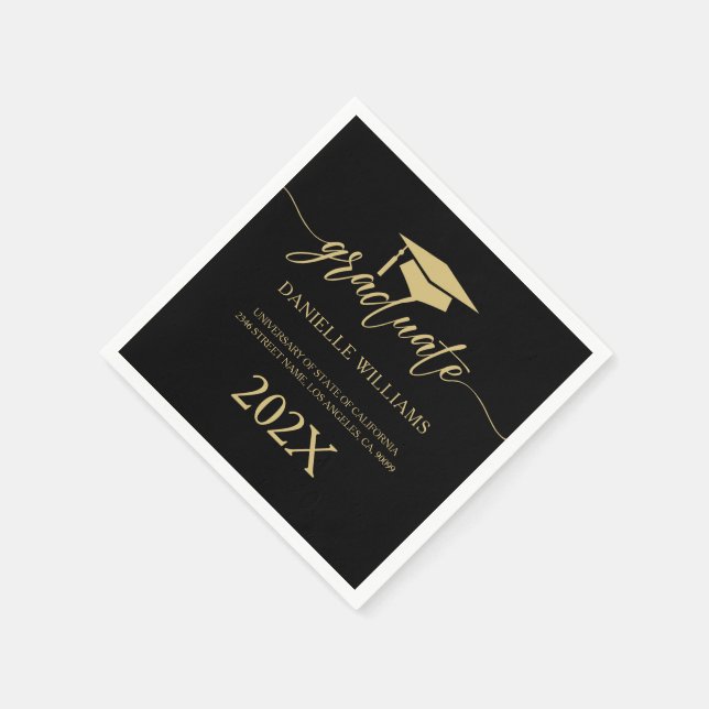 Servilleta De Papel Magnífica tipografía dorada sobre fondo negro (Borde)