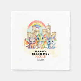 Servilleta De Papel Magnífico Castillo Arcoiris Cute Dragones Bebés Cu