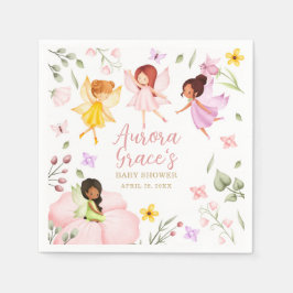 Servilleta De Papel Magnífico Hada Encantada Jardín Baby Shower Rosa