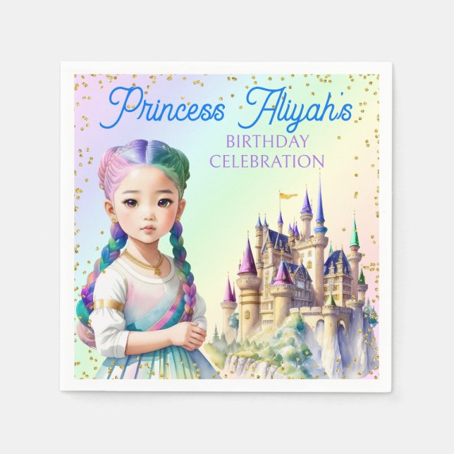 Servilleta De Papel Magnífico Pastel Princesa Fantasía Castillo Arcoir (Anverso)
