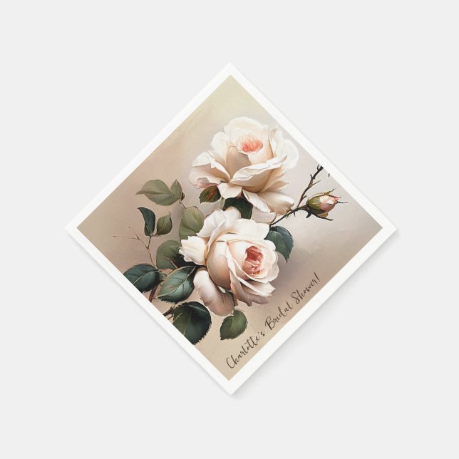 Servilleta De Papel Magnífico Rosa de aceite beige de Rubor Fiesta de  (Borde)