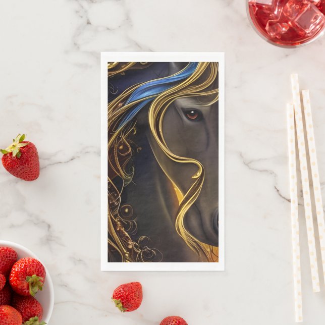 Servilleta De Papel Magnífico tríptico oscuro de caballos (In situ)