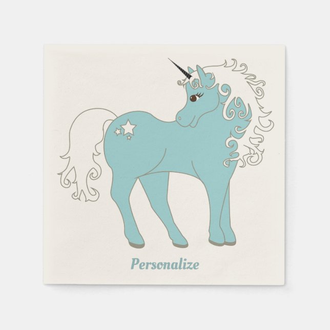 Servilleta De Papel Magnífico unicornio y adorable con estrella (Anverso)