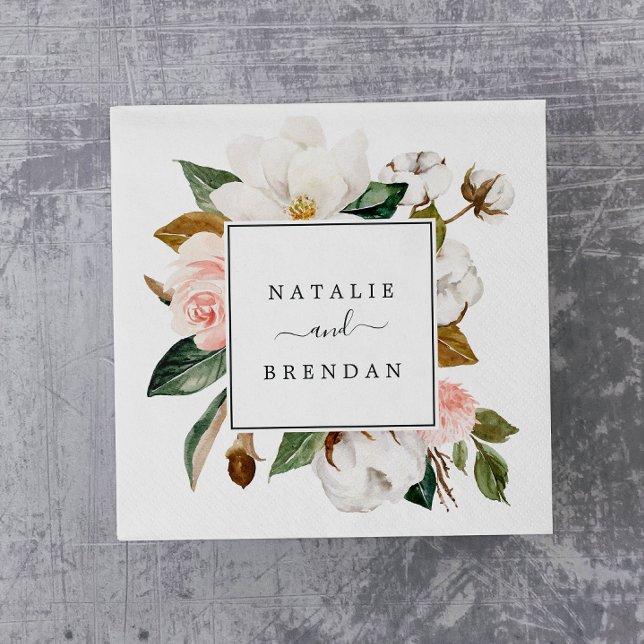 Servilleta De Papel Magnolia elegante | Boda blanco y Rubor (Subido por el creador)