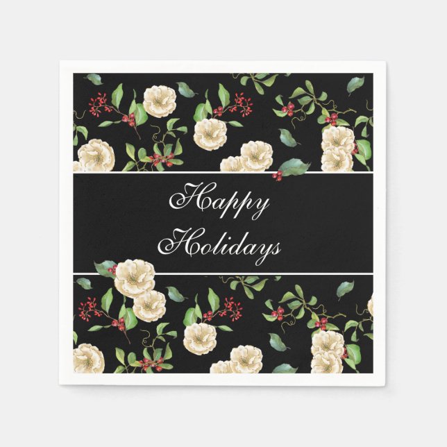 Servilleta De Papel Magnolia elegante y acuarela de Berries (Anverso)