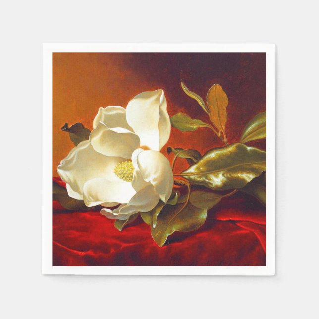 Servilleta De Papel Magnolia en Terciopelo Rojo Martin Johnson Heade (Anverso)