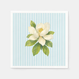 Servilleta De Papel Magnolia Flower Custom Wedding Blue Stripe