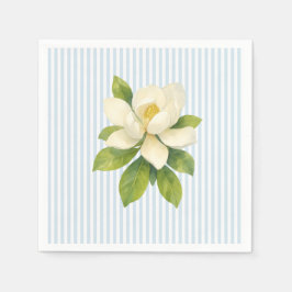 Servilleta De Papel Magnolia Flower Custom Wedding Blue Stripe