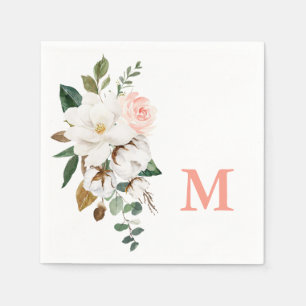 Servilleta De Papel Magnolia Monograma Bridal Shower Coctel Napkins