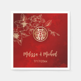 Servilleta De Papel Magnolia Red Gold Boda chino