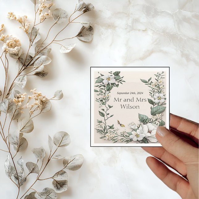 Servilleta De Papel Magnolias blancas y cóctel de cena Boda de mantequ (Subido por el creador)