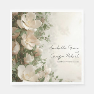 Servilleta De Papel Magnolias y Luces Floral Elegante Boda
