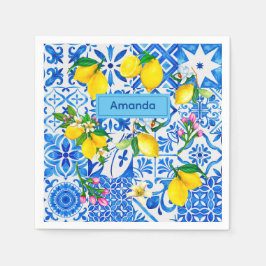 Servilleta De Papel Magólica azul veraniego cítrico siciliano Mediterr